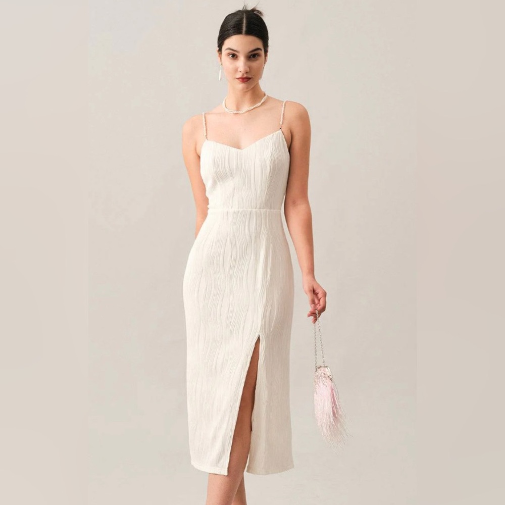 BRAND NEW Rihoas Wave Pearl Midi Dress